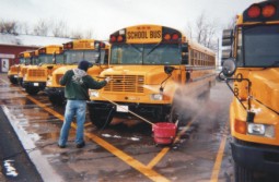 Powerwashing bus fleet