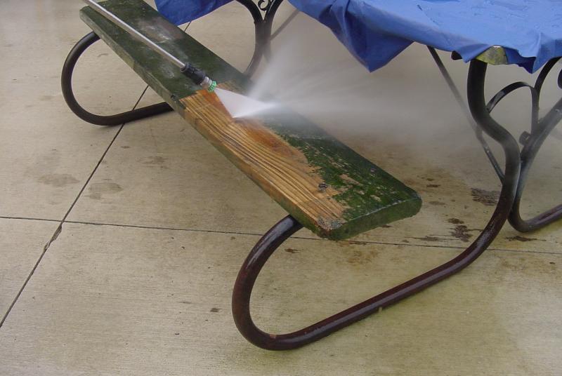 Powerwashing patio furniture